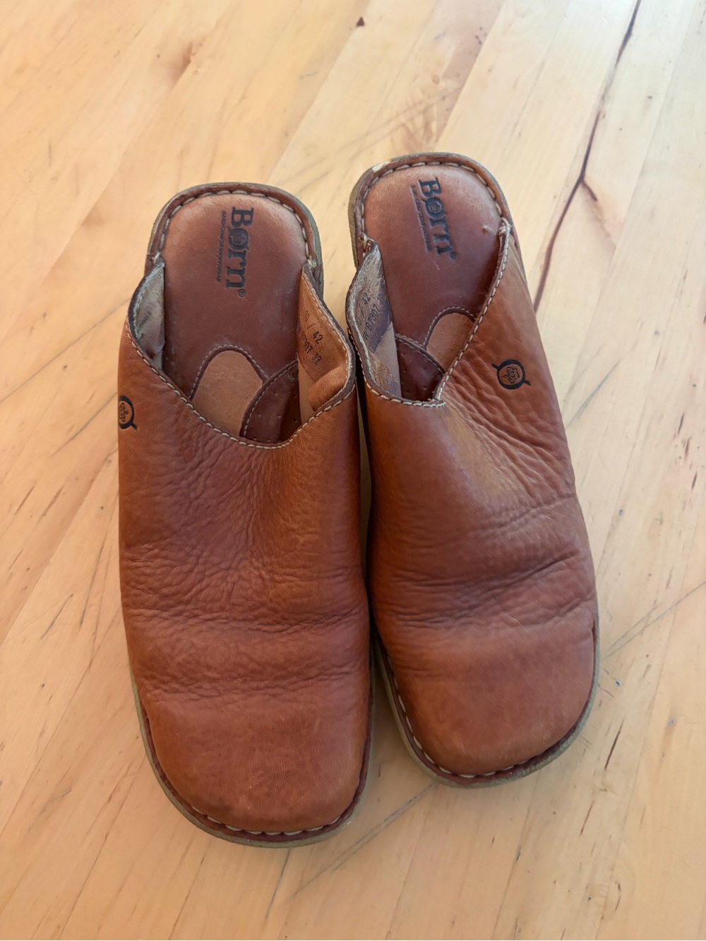 Born Slip-On Leather Clogs in Brown
